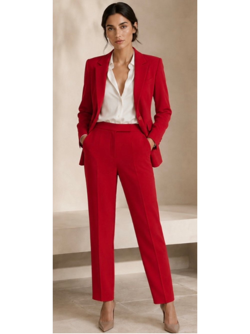 Valentino Red Trousers Size 42/6 New with Tag Quiet Luxury Holiday Chic